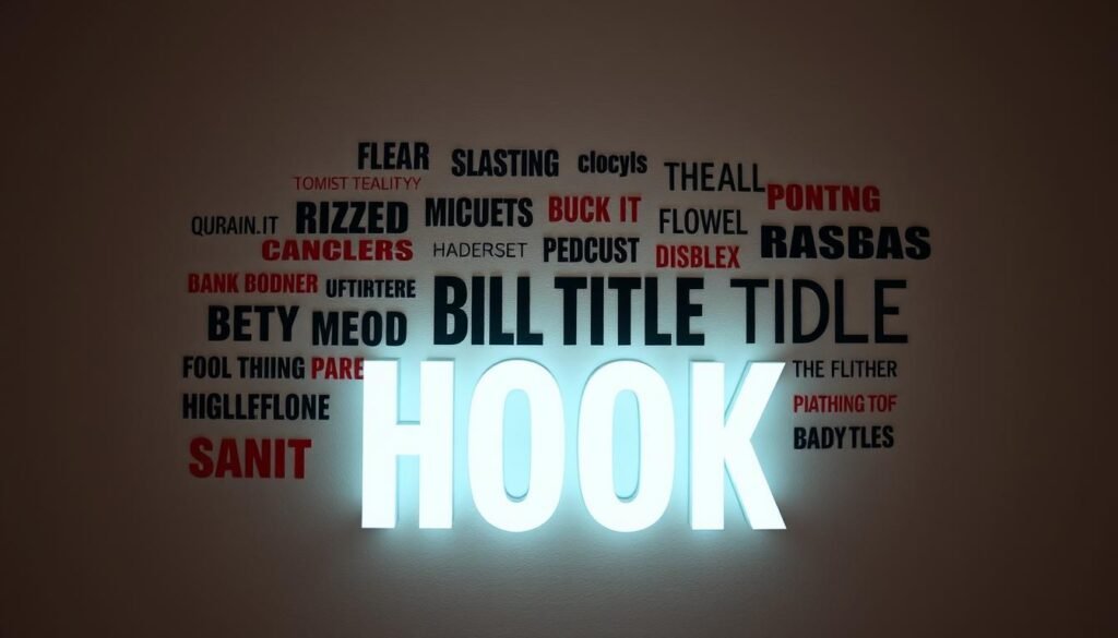 A visually striking collage of captivating blog title ideas, artfully arranged against a minimalist background. The titles, in a variety of compelling fonts and eye-catching designs, are the focal point, drawing the viewer's attention. The lighting is soft and diffused, creating a warm, inviting atmosphere. The composition is balanced, with the titles occupying the foreground, while the background features subtle textural elements that complement the overall aesthetic. The mood is one of creativity, inspiration, and the promise of engaging content. This image perfectly captures the essence of "Hook" - the power of an enticing blog title to grab the reader's attention and pique their curiosity.