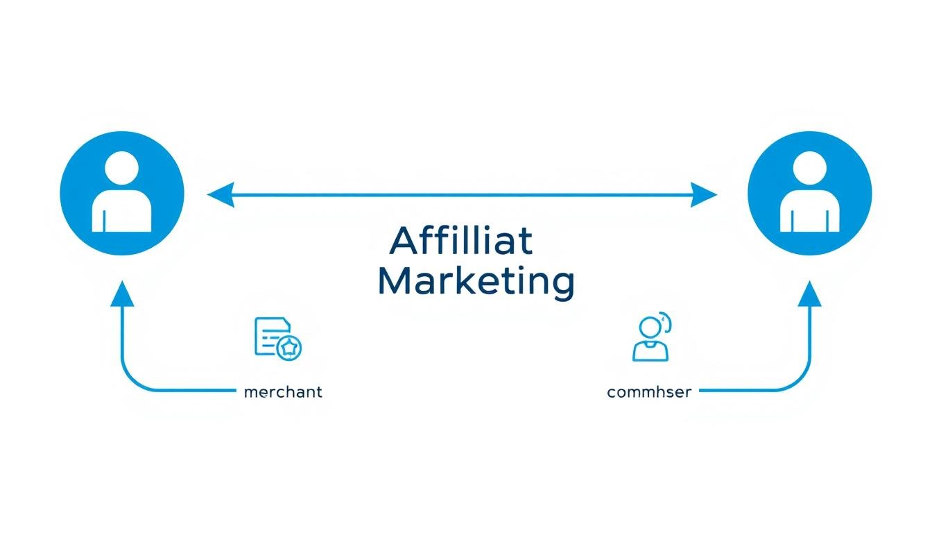 Affiliate marketing diagram showing the relationship between merchant, affiliate, and customer for affiliate marketing for beginners