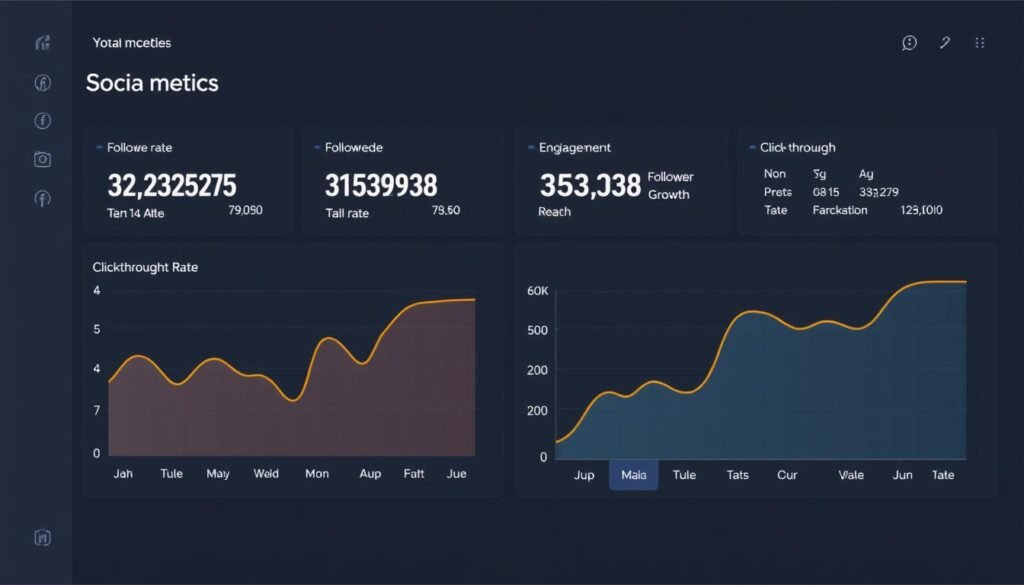 Dashboard showing key social media metrics and performance indicators