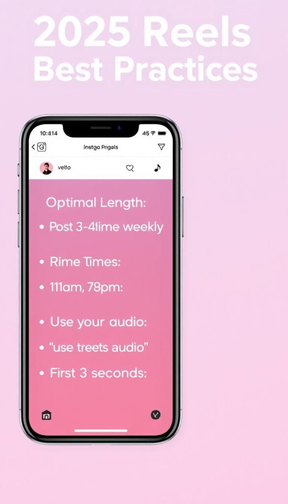 Instagram Reels best practices showing optimal length and posting frequency for 2025