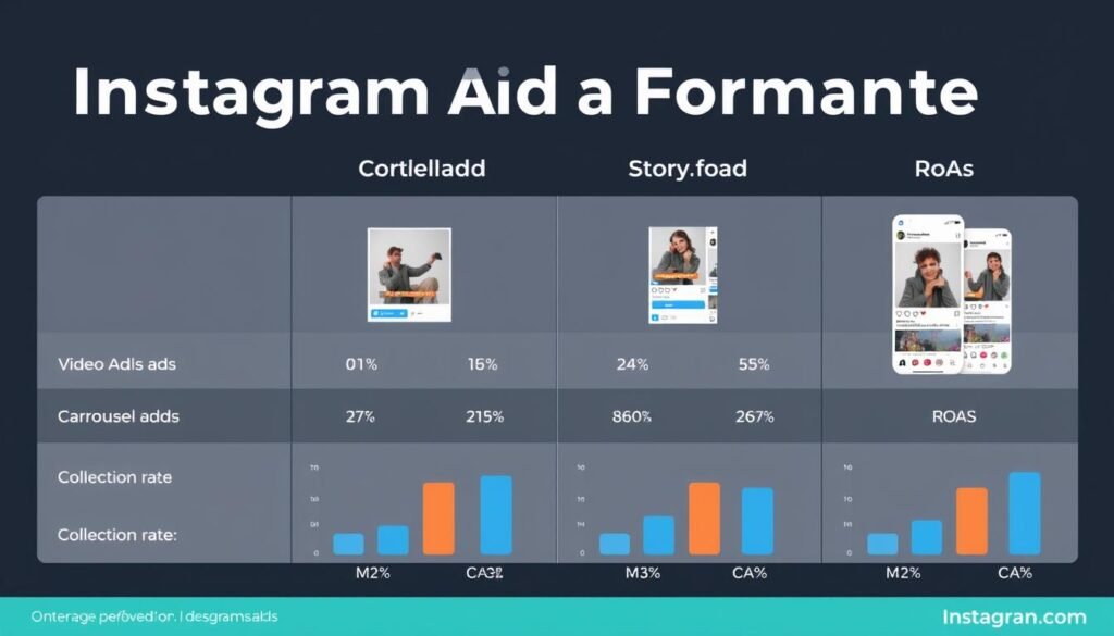 Instagram ad formats comparison showing performance metrics for different ad types