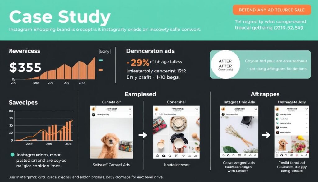 Instagram e-commerce case study showing sales growth and carousel ad examples