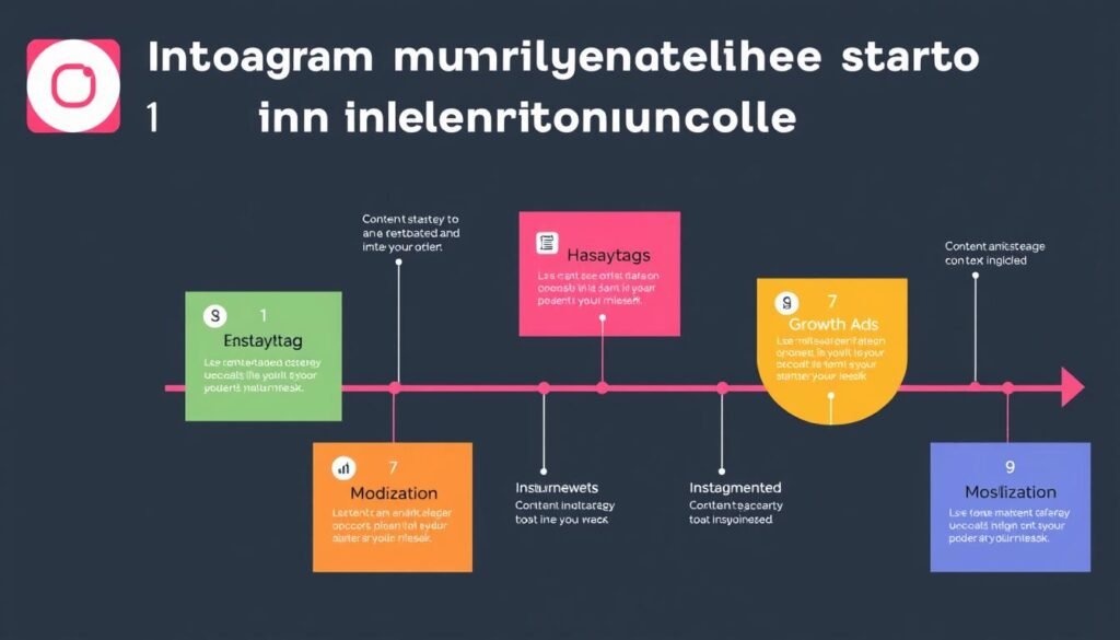 Instagram marketing strategy roadmap showing key components and implementation timeline