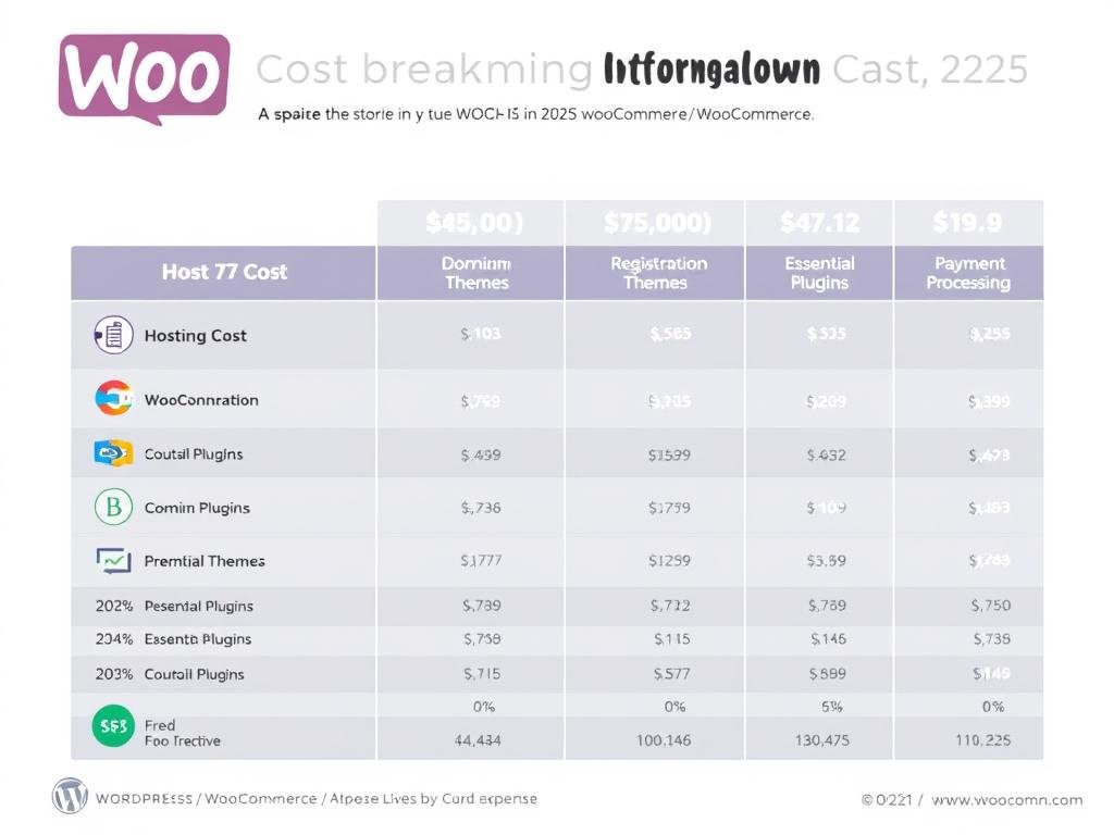 WooCommerce cost breakdown showing hosting, extensions, and other expenses
