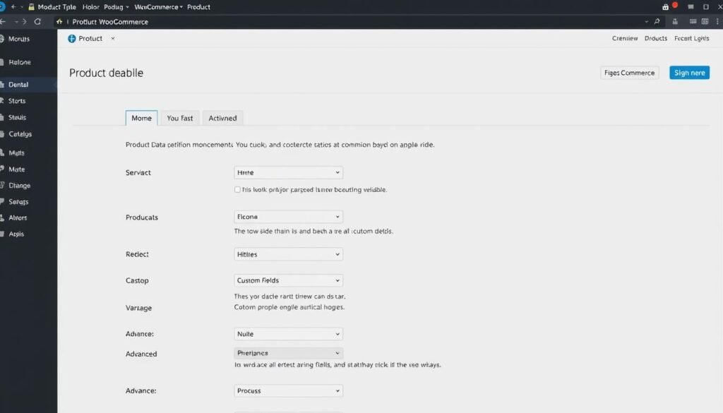 WooCommerce product setup page showing various configuration options