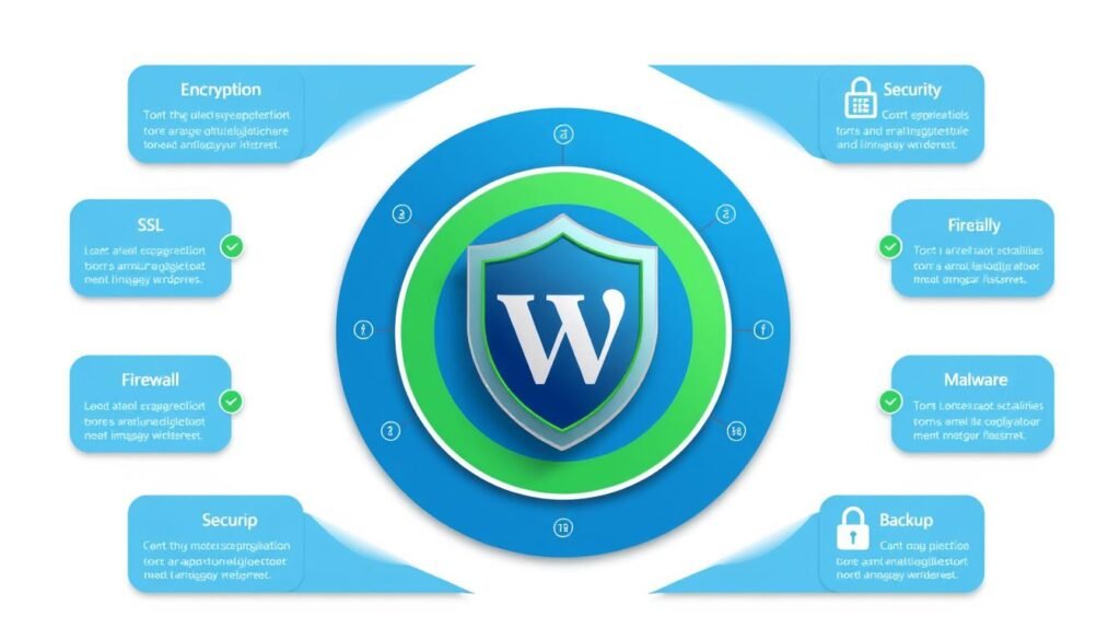 WordPress security layers showing SSL, firewall, and login protection for WordPress speed optimization 2025
