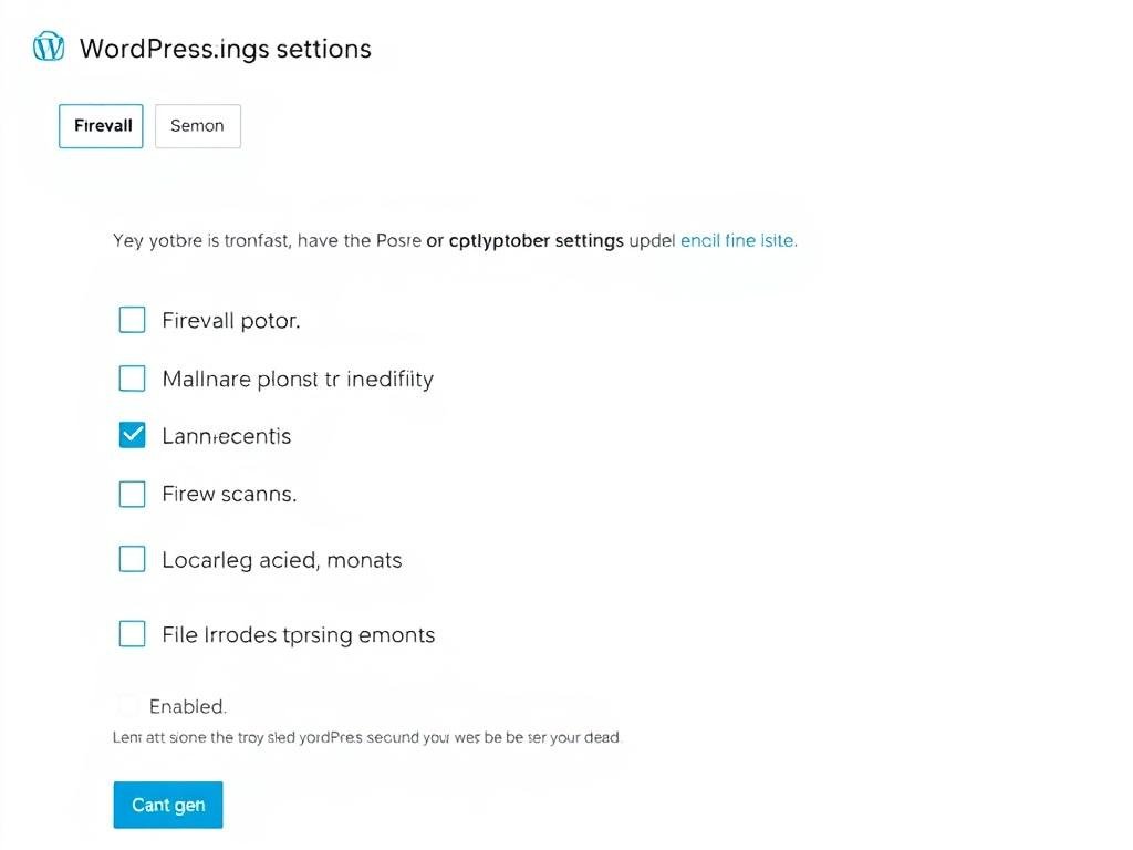 WordPress security plugin configuration screen showing optimal settings for WordPress speed optimization 2025